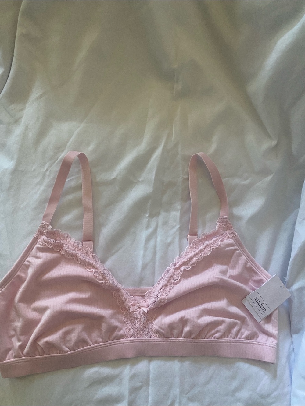Auden Light Pink Lace-Trim Wireless Bralette Size XXL
